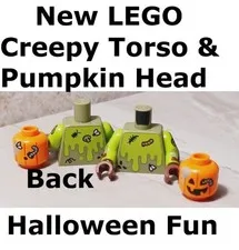 New Halloween Torso & Pumpkin Head Worms Bugs Fly Printed Brown Hands Slimey Goo