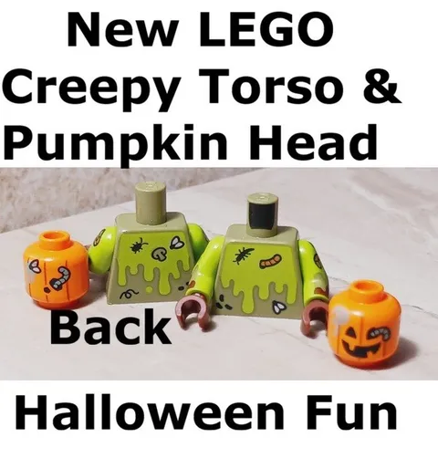 New Halloween Torso & Pumpkin Head Worms Bugs Fly Printed Brown Hands Slimey Goo