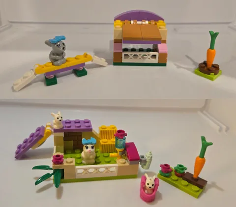Bunny Hutch 41022 & Bunny Family 41087 Pre-Owned Complete Set with Instructions