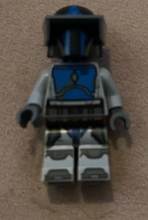 LEGO Minifigure Gray & Blue Armor with Black Helmet Plastic Minifigure