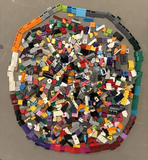 1.5 pounds Lego Bricks and Building Pieces - Assorted Colors, Shapes, and Sizes