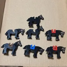 Lego Black Horse Minifigure Lot Of 7 *Some Have Been Glued