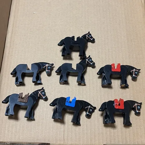 Lego Black Horse Minifigure Lot Of 7 *Some Have Been Glued