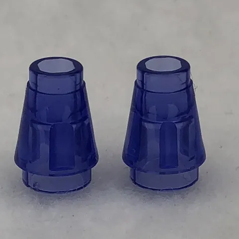 LEGO 4589b Trans Purple Cone 1 x 1 with Top Groove (x2)