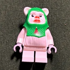 LEGO Minifigures Pig Costume Minifigure Green Hood White Outfit Bear Ears