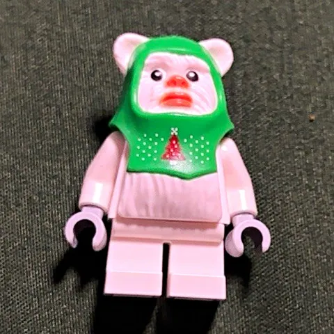 LEGO Minifigures Pig Costume Minifigure Green Hood White Outfit Bear Ears