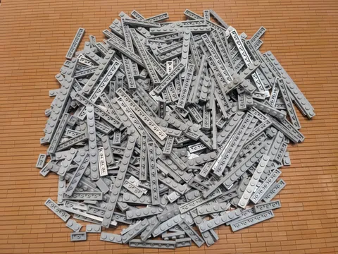 LEGO 400pcs 1x Wide Plates 1x2 1x3 1x4 1x6 1x8 1x10 1x12 Light Bluish & Old Gray