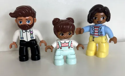Lot of 3 Lego Duplo Figure Figures Man Woman Girl Great Pre-owned