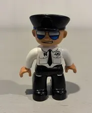 Lego Duplo Figure Airline/Airport Worker w/ sunglasses & an attitude white/black