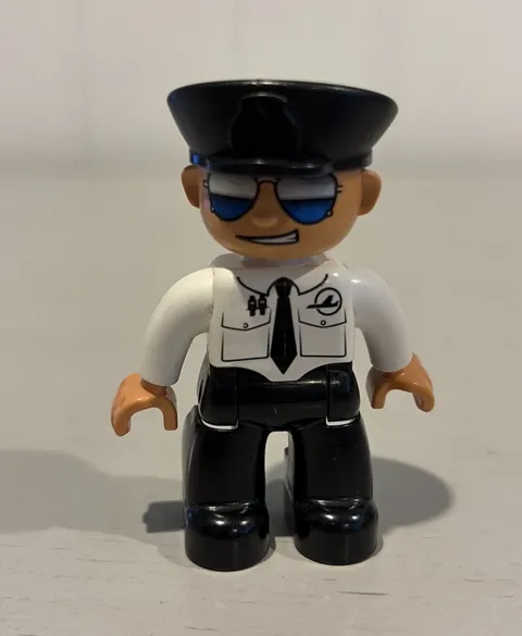 Lego Duplo Figure Airline/Airport Worker w/ sunglasses & an attitude white/black