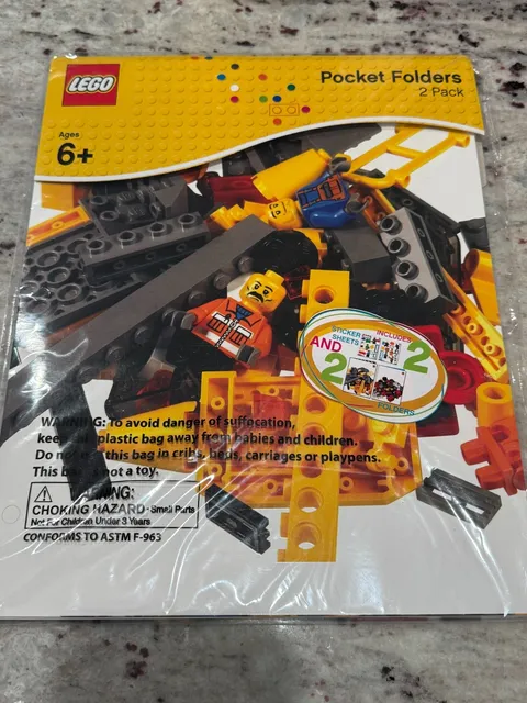 2 Pack New Lego Pocket Folders City Classic Back to School Homework Storage 2 Pc