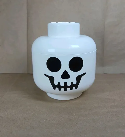LEGO White Skeleton Head Storage Container Halloween Themed Décor
