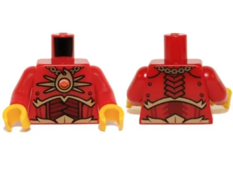 LEGO® Part 973pb1723c01 - Torso Dark Red (Fire Chi) Pattern