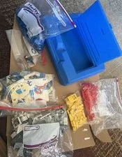 Vintage LEGO Lot Blue Storage Case Manuals Instructions Mixed Parts Minifigure