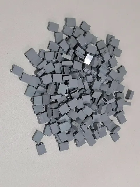 Lego Qty 208 - Dark Bluish Gray - 3245c Brick 1 x 2 x 2 with Inside Stud 