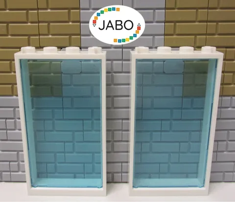 (E9/7/8) Lego 2x 60596 window white 1x4x6 pane trans light blue