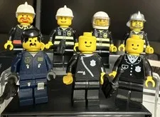 Lego Minifigure Lot: 7 Figures (some Retro) Firefighters And Police Officers