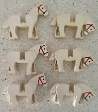 Vintage Lot of 6 LEGO Horse Figures White  Moveable Heads