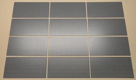 X12 New LEGO Gray Baseplates Base Plate Brick Building 5x10 inches MILS GRAY zz