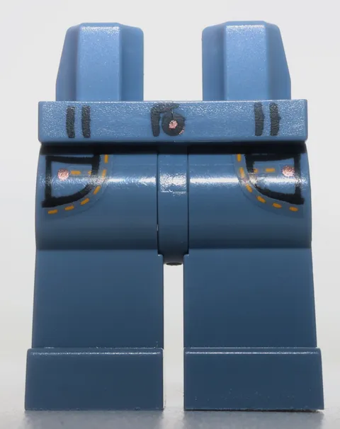 Lego Sand Blue Minifigure Legs Belt Loops Pockets Bright Light Orange Stiching
