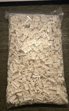 LEGO 92280 White Plate Modified 1 x 2 with Clip Center Cut on Top Lot of 900