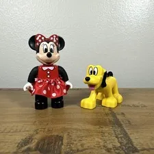 LEGO DUPLO Disney Minnie Mouse w/ Fabric Skirt & Pluto Figures Lot