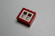 Red LEGO Window 4132 with White Pane 4133