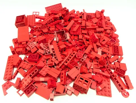 Lot Of 100+ Red LEGO Bricks Blocks Pieces Windows 1X1 2X3 2X4 1X8 2X2 And More