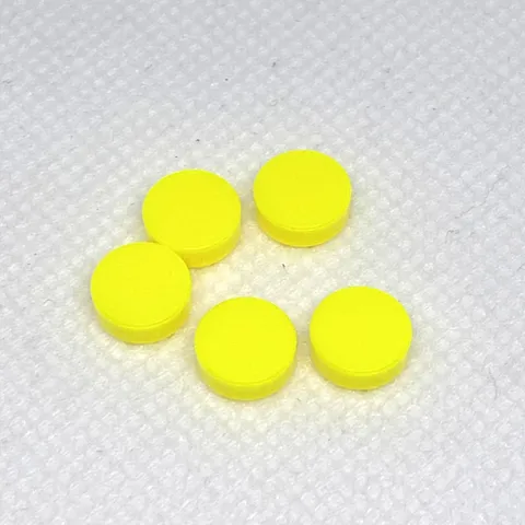 LEGO Parts - Neon Yellow Tile, Round 1 x 1 - No 98138 - QTY 5