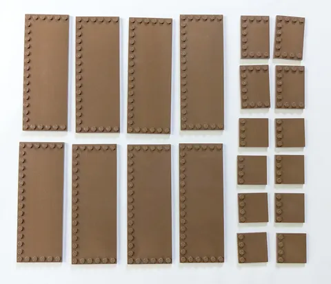 Lot of LEGO Tile Modified with Studs on Edges - Brown - 6x16, 4x6, 4x4