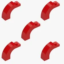 5 New LEGO Red 1x3x2 Curved Top Arch Bricks round rounded 92903 6212012