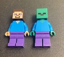 Lego Minecraft Steve, and Zombie Minifigures Lot Minifig