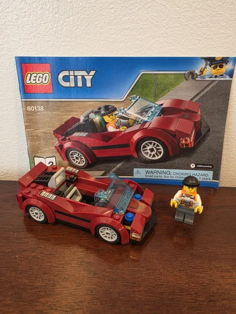  Lego City High Speed Chase Red Sports Car #60138  Manual  Minifigure Not Comple