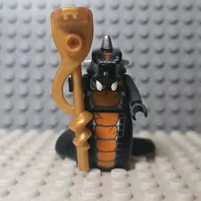 LEGO Black Scorpion Minifigure w/ Horned Head, Spiked Collar & Gold Staff