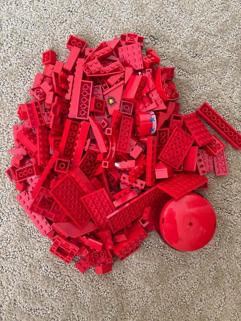 200 Random Red Lego pieces 