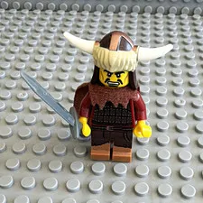 LEGO Vikings Viking Warrior Minifigure - Horned Helmet Sword Plastic Figure