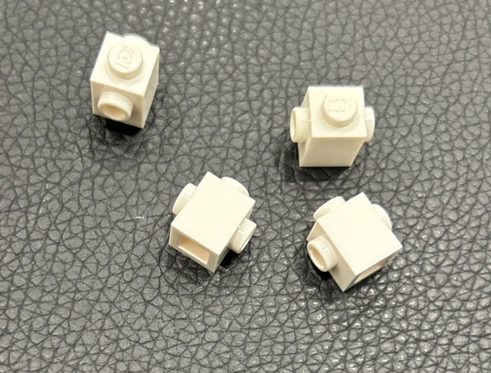 LEGO Parts 47905 Brick Modified 1 x 1 w Studs 2 Sides Opposite White Lot 4
