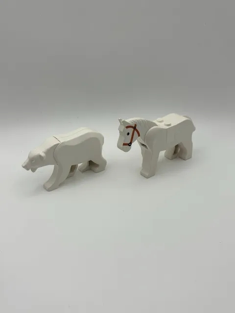 Vintage LEGO Lot of 2 Polar Bear and Horse Polar Bear White