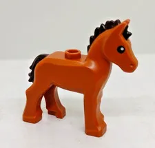 Lego New Dark Orange Minifig Foal Dark Brown Mane Series 22 Horse/Groom Animal