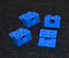 (4) 1x2 Blue Technic Brick w/ Hole & 1x2 Plate Extension Bricks ~ New Lego Parts