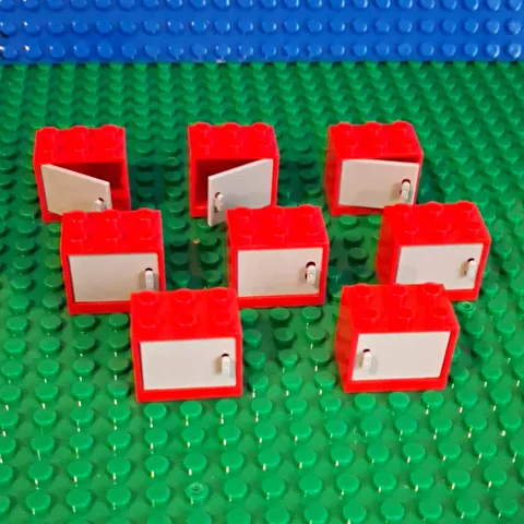 This is a LEGO 2x3x2 Container In Red With Grey Door. Lot Of 8