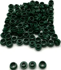 Lego 100 New Dark Green Plates Round 1 x 1 with Open Stud Parts