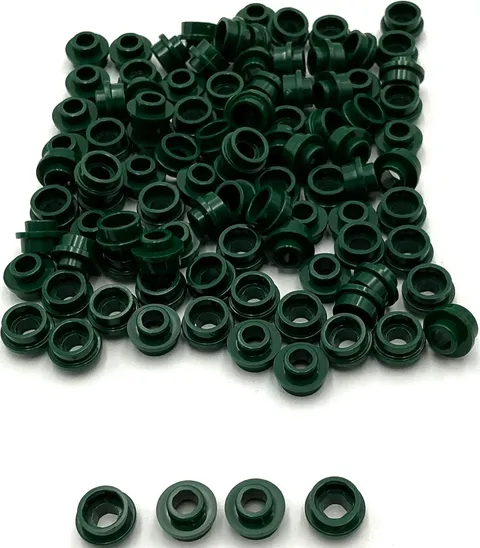 Lego 100 New Dark Green Plates Round 1 x 1 with Open Stud Parts