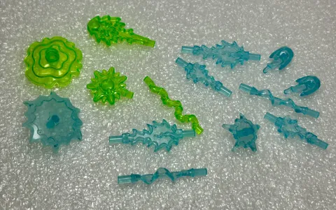 LEGO Transparent Bright Green & Blue Power Burst Pack Rare Color -Good Condition