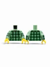LEGO Minifigure Torso Baja Shirt, Dark Green Plaid, Black Drawstrings
