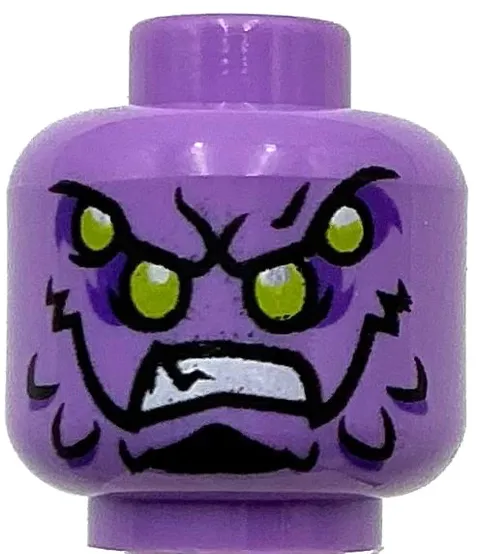 Lego New Medium Lavender Minifigure Head Alien with Four Lime Eyes