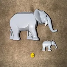 Lego Elephant Minifigure Female and Baby Wildlife 60302 Animal (Authentic LEGO)