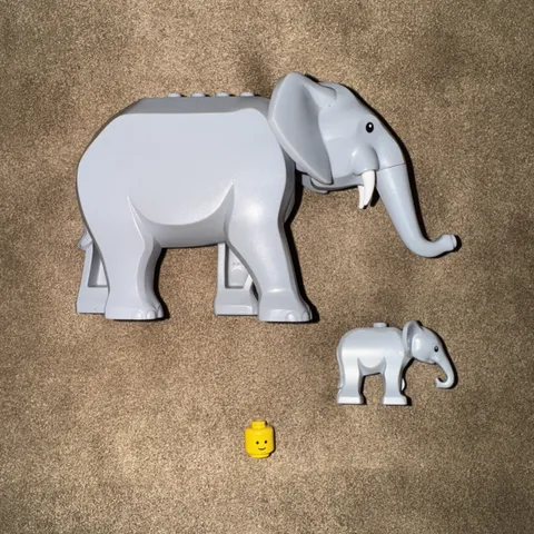 Lego Elephant Minifigure Female and Baby Wildlife 60302 Animal (Authentic LEGO)