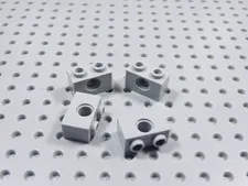 LEGO Lot of 4 Light Bluish Gray 1x2 Technic Bricks w/ Hole BB
