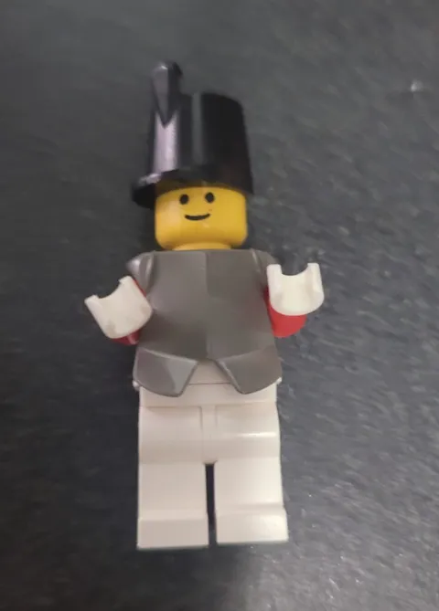 LEGO Minifigure w/ Black Hat, Gray Torso, Red Arms & White Legs